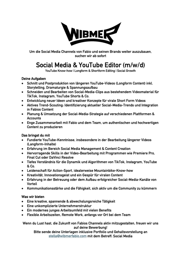 YouTube & Social Media Editor (m/f/d)