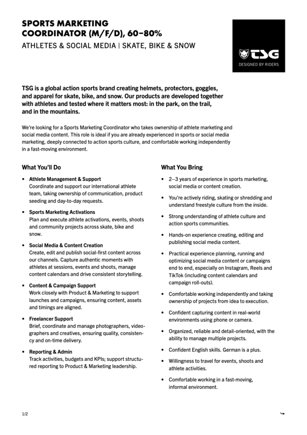 SPORTS MARKETING COORDINATOR (M/F/D)