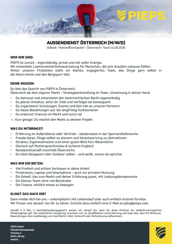 AUSSENDIENST ÖSTERREICH (M/W/D), Vollzeit