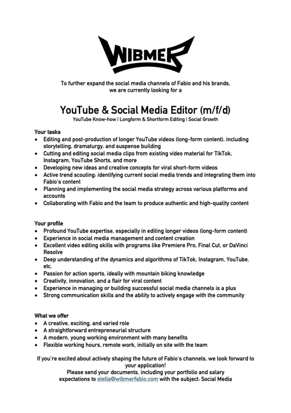 YouTube & Social Media Editor (m/f/d)