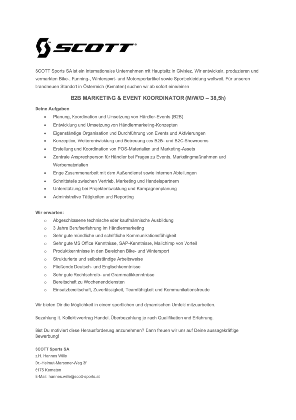 B2B MARKETING & EVENT KOORDINATOR (M/W/D)