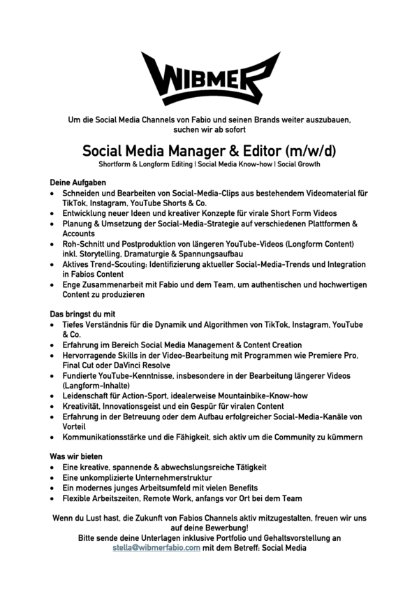 YouTube & Social Media Editor (m/f/d)